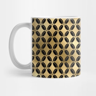 4 Leaf Quatrefoils in Black and Gold Vintage Faux Foil Art Deco Vintage Foil Pattern Mug